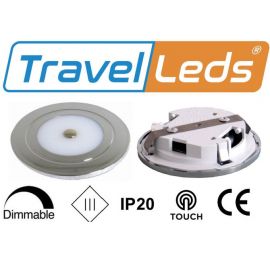 TravelLeds inb spot Ch 80mm 6Leds 3K+blauw touch switch klem