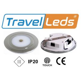 TravelLeds inb spot Ch 80mm 6 Leds 4K+blauw touch klem