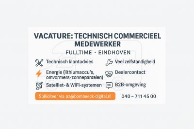Vacature: Technisch Commercieel Medewerker (Fulltime) – Eindhoven