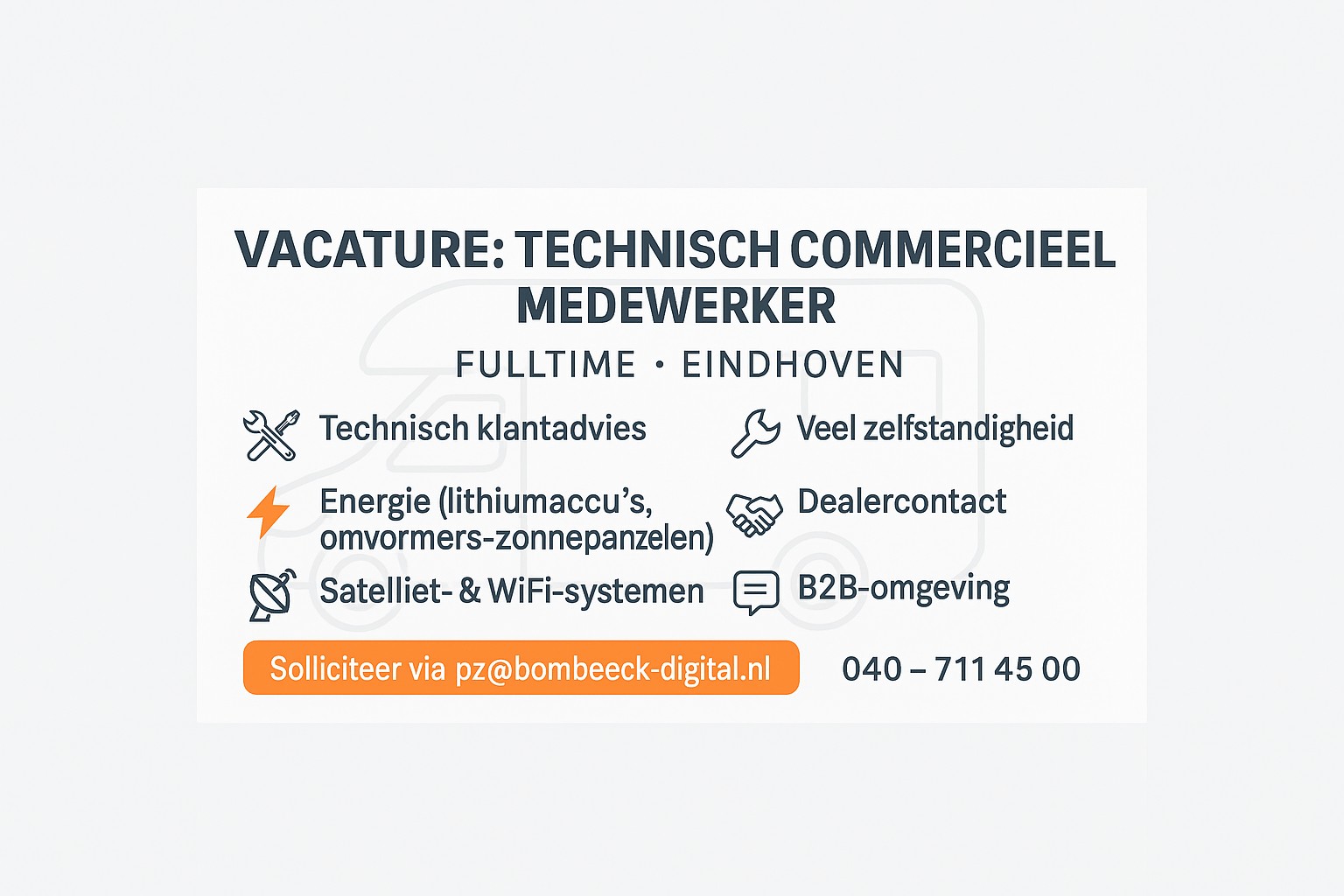 Vacature: Technisch Commercieel Medewerker (Fulltime) – Eindhoven